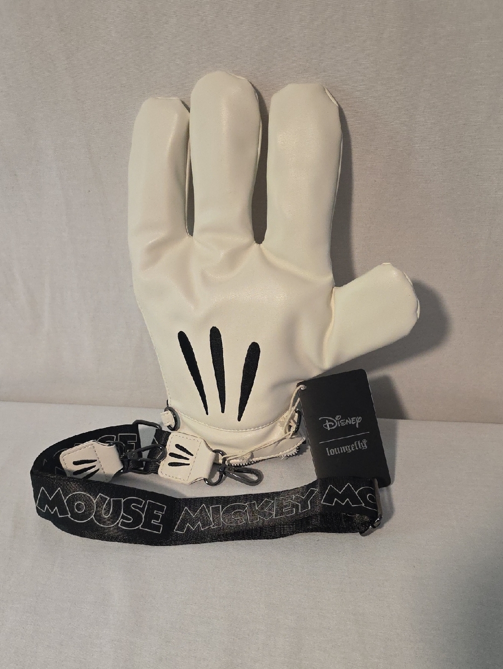 Loungefly Disney White & Black Mickey Glove Figural Crossbody Bag. NWT